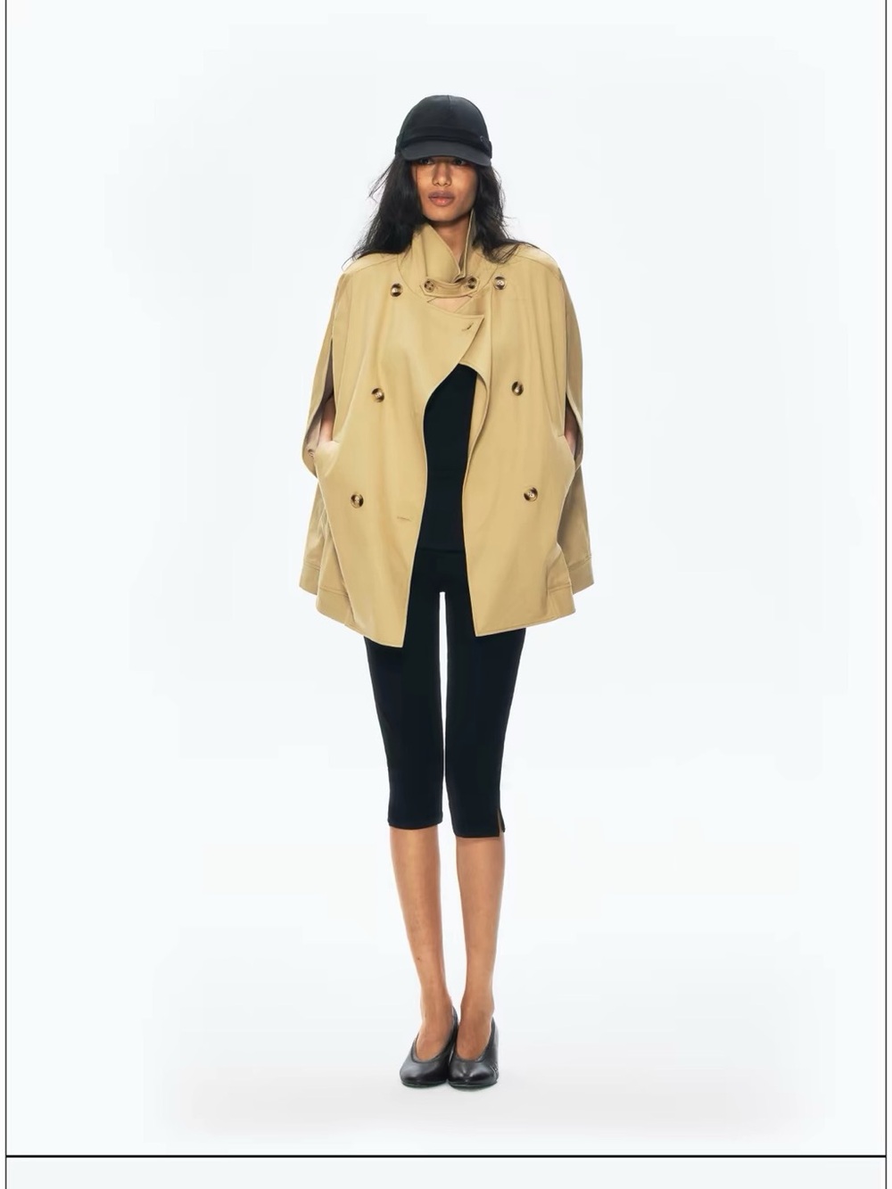 Beige Cape Trench Coat - Gigi style